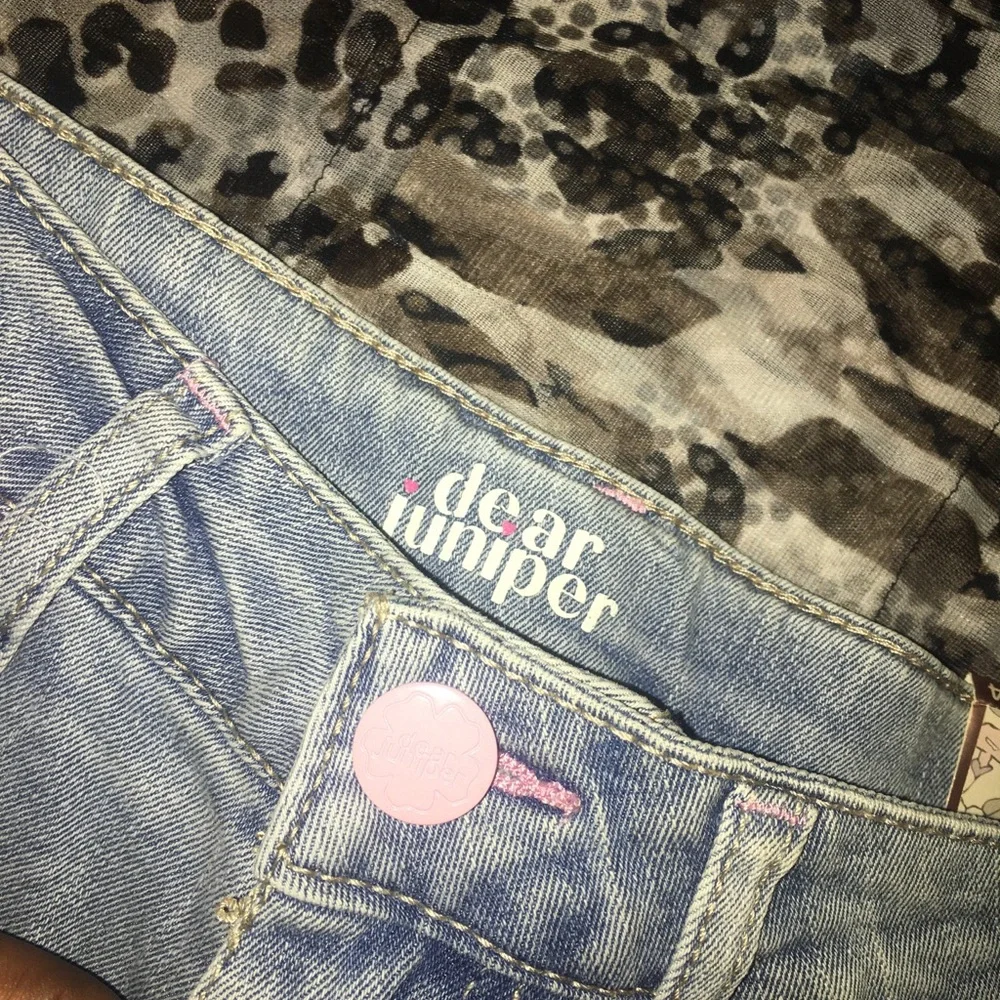 Dear Jumper Y2k Light Blue Denim Shorts with Pink Floral Trim